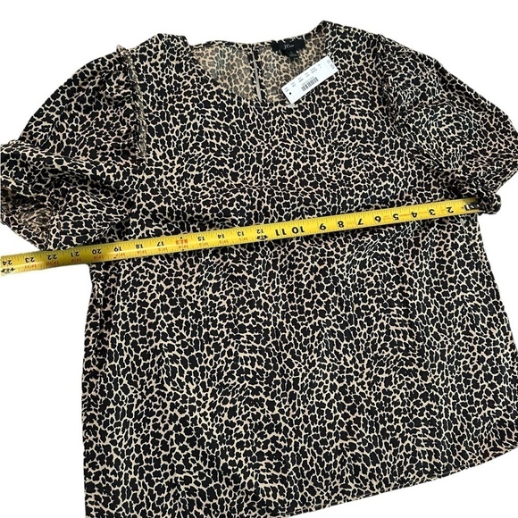 J. CREW Leopard Print Poplin Short Puff Sleeve Crisp Animal Cheetah Size Large - Picture 13 of 17